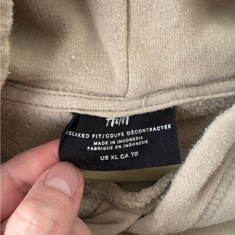 H&M Relaxed Fit Comfy Tan Hoodie Sweatshirt Men’s XL - Picture 4 of 5